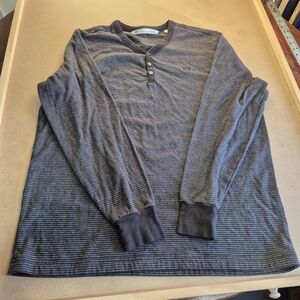 Travis Mathew Gray Striped Henley Shirt